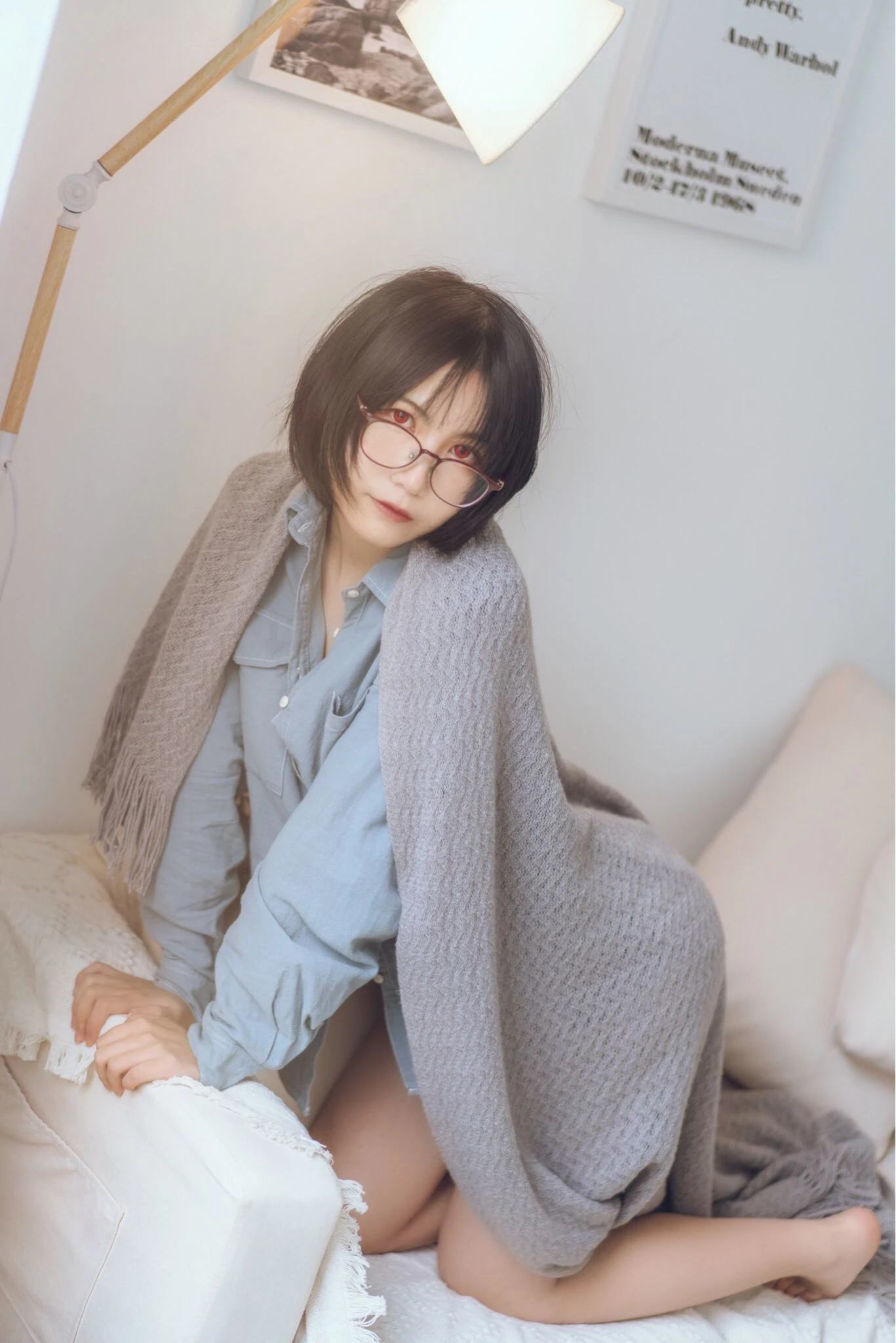 COSER美女逐月su 蓝色衬衫插图5