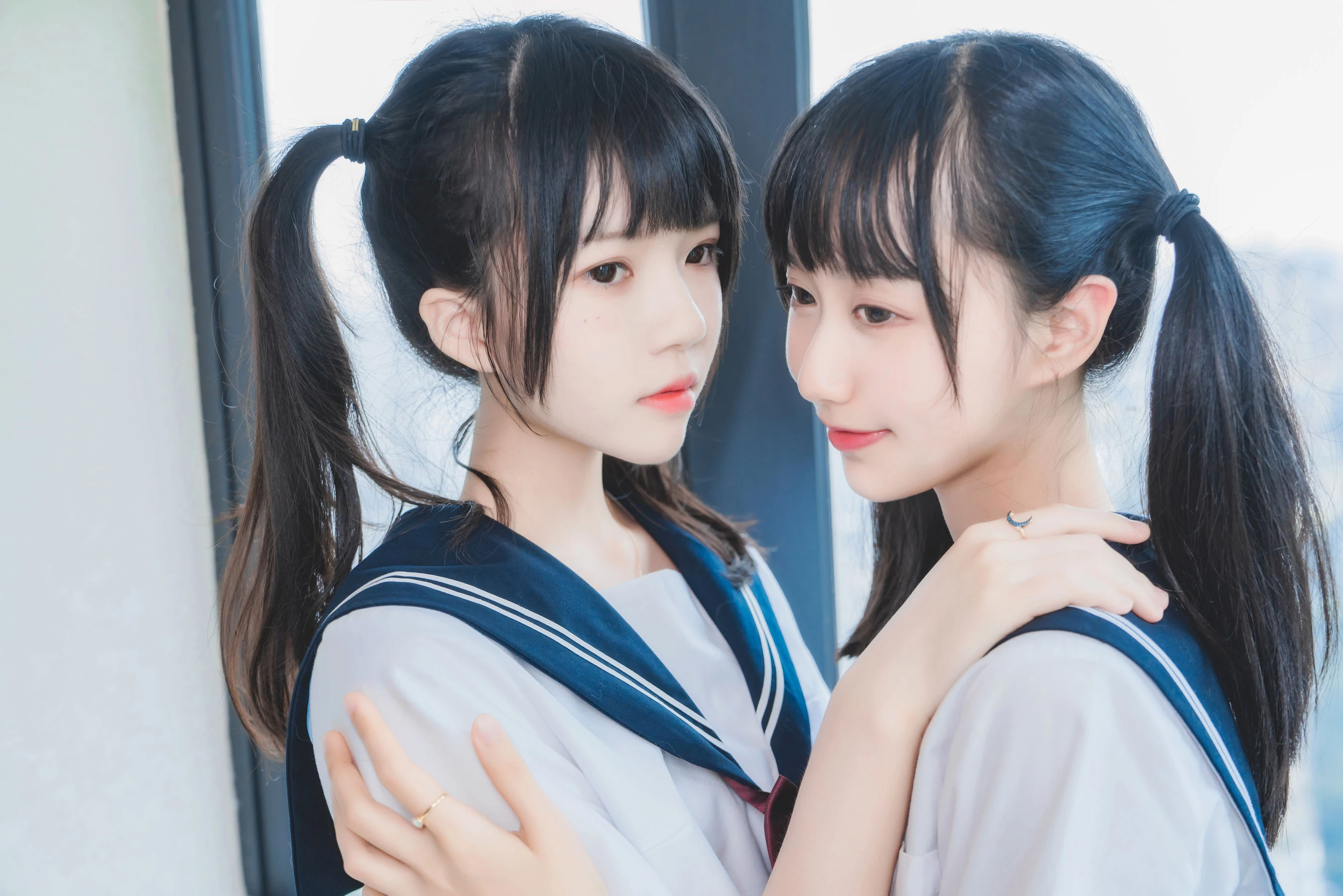 萌系小姐姐木绵绵OwO&桜桃喵 她(制服×制服)插图3