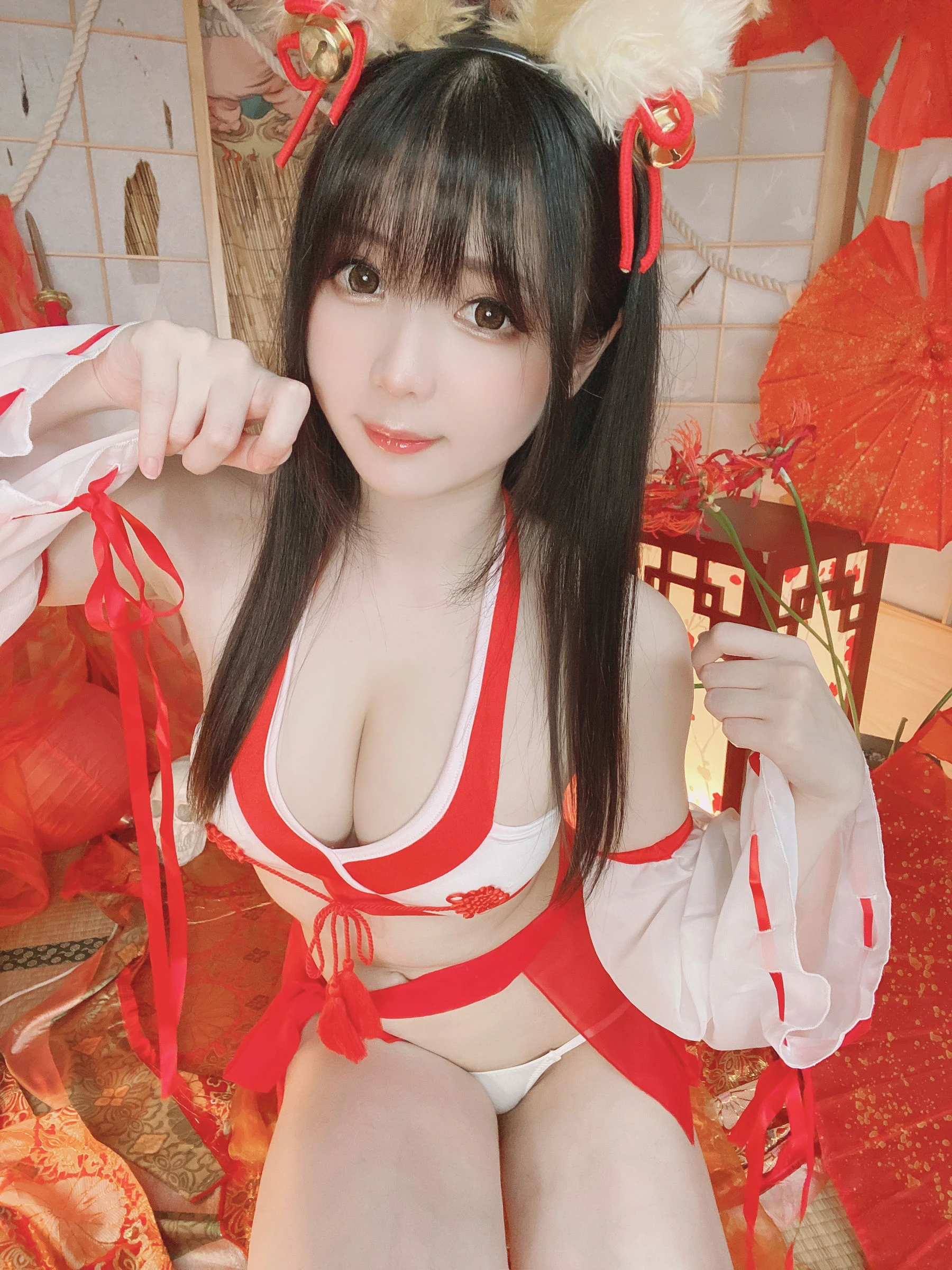 微博妹纸霜月shimo – きつね巫女さん插图5