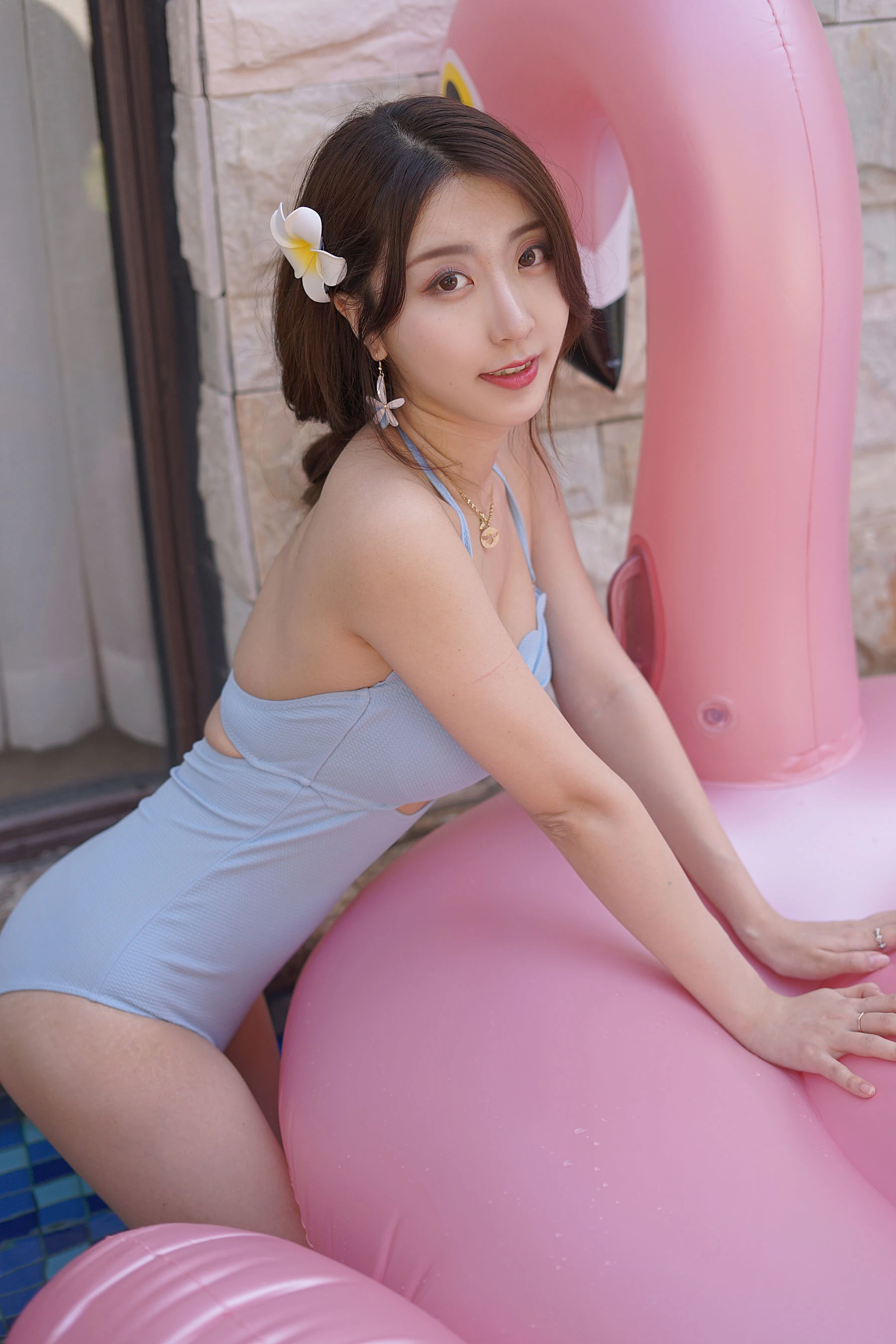 人气Coser黑川 – 海岛之旅 蓝色连体插图2