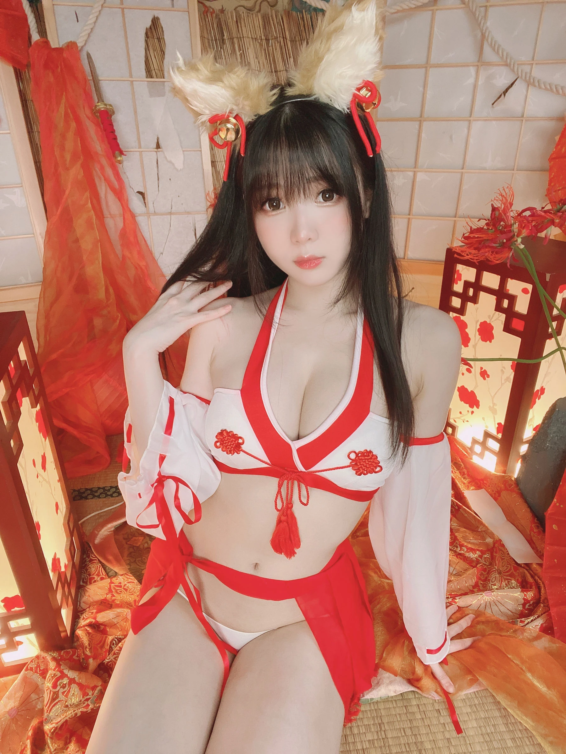 微博妹纸霜月shimo – きつね巫女さん插图7