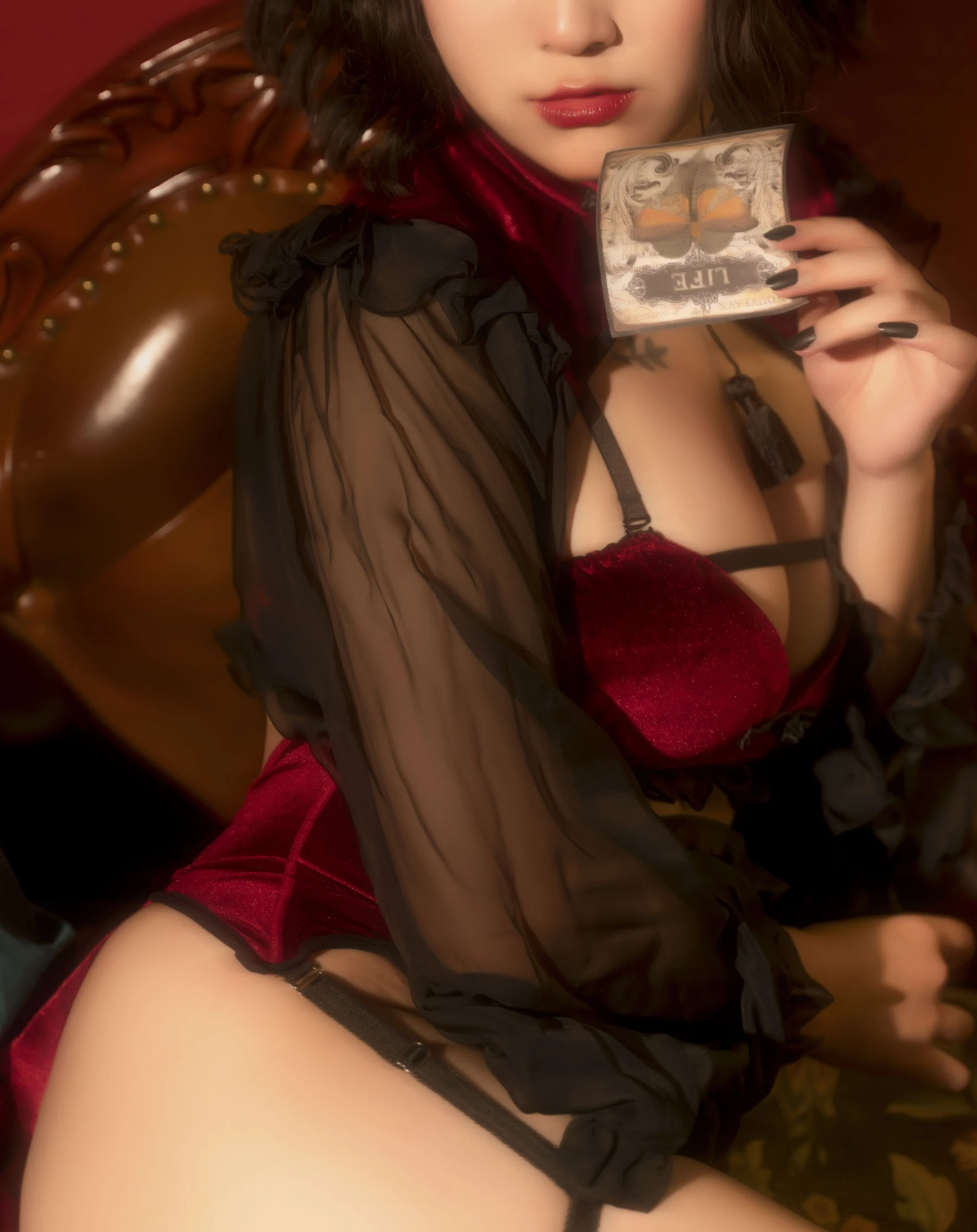 奇行家狗崽(棕桠阿狗崽) – 红丝绒旗袍插图2