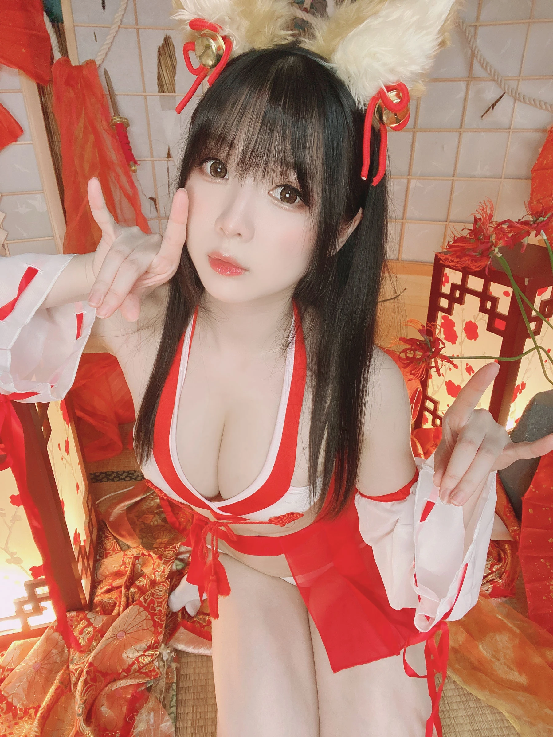 微博妹纸霜月shimo – きつね巫女さん插图1