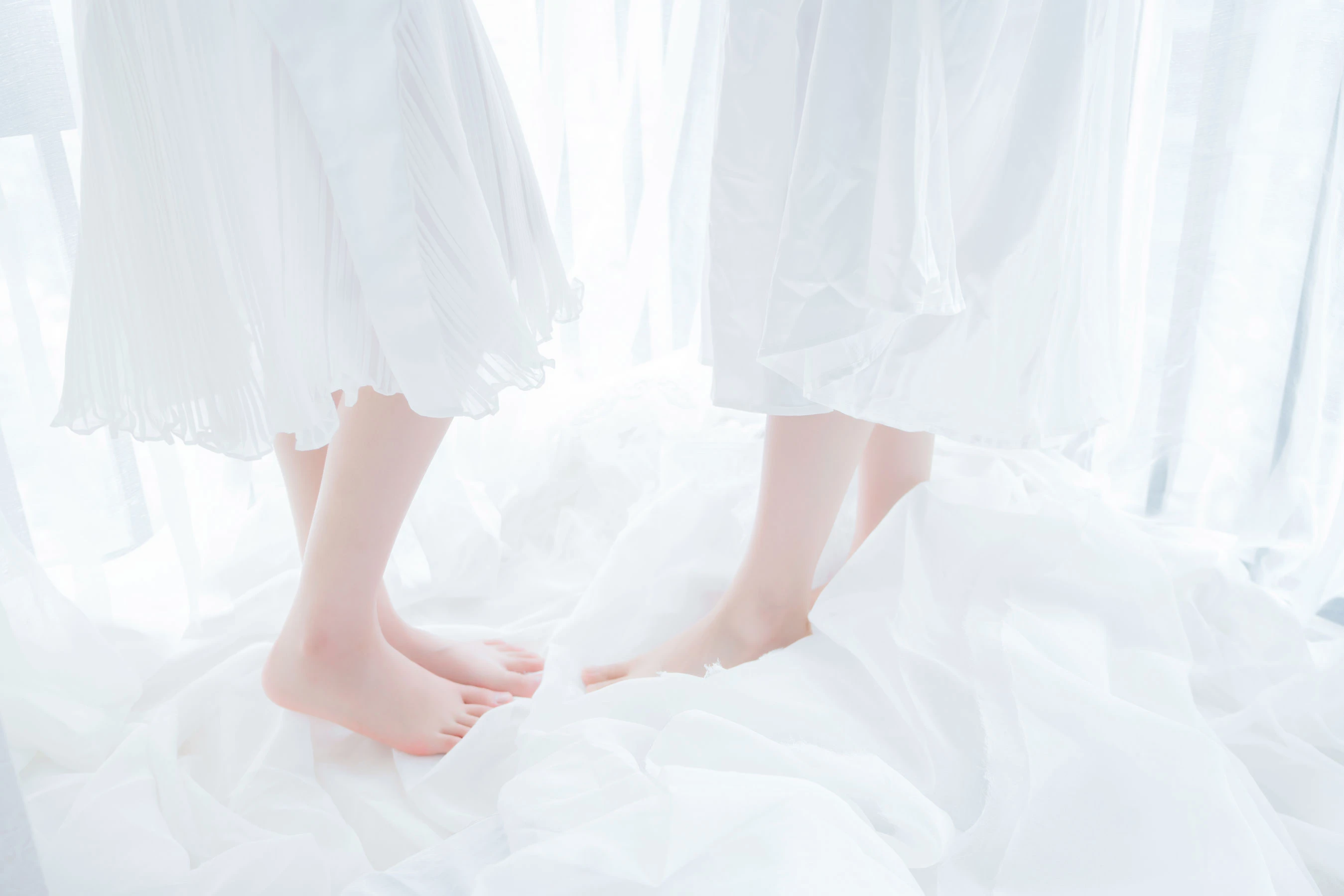 萌系小姐姐木绵绵OwO&桜桃喵 朝(白裙×白裙)插图5