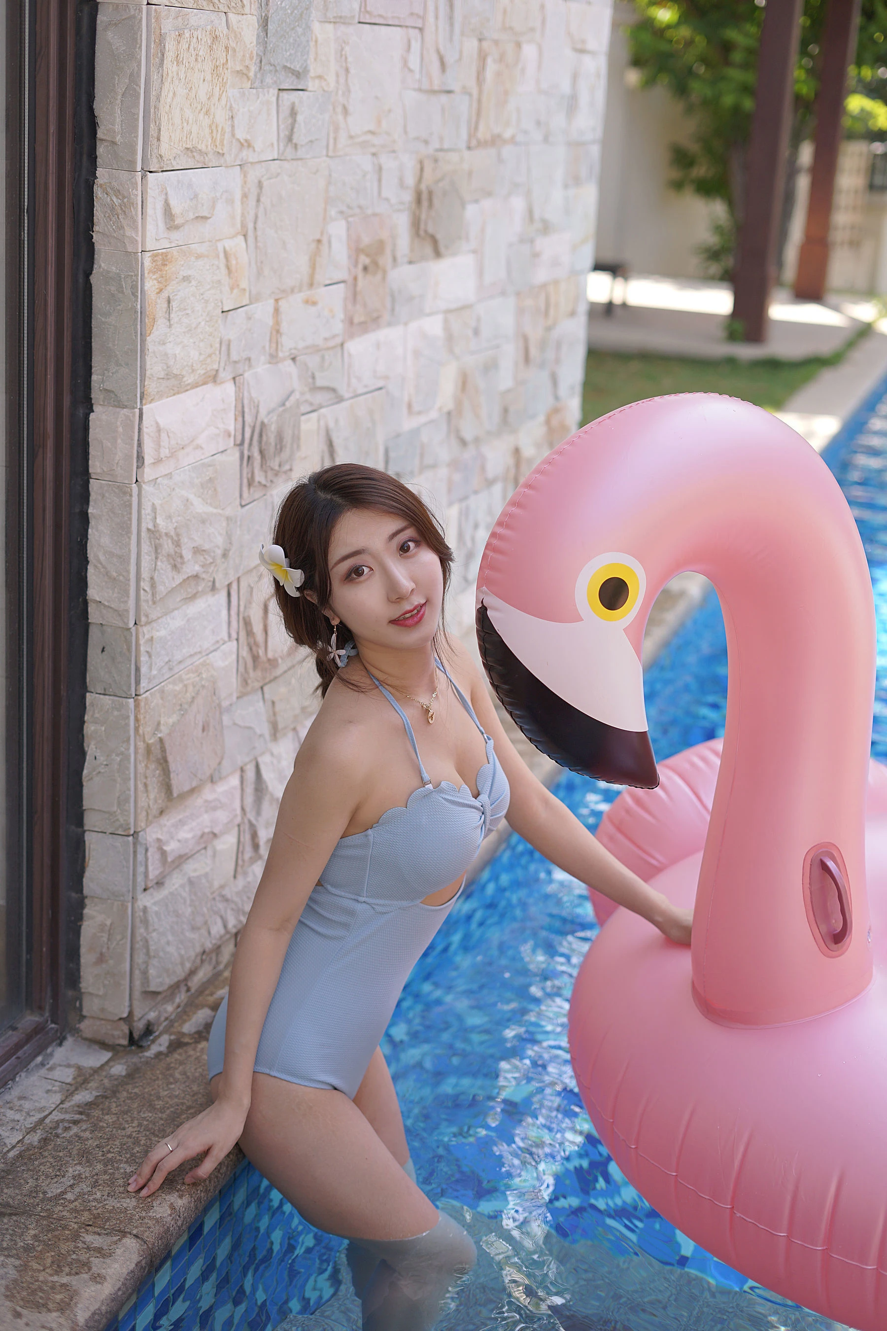 人气Coser黑川 – 海岛之旅 蓝色连体插图4