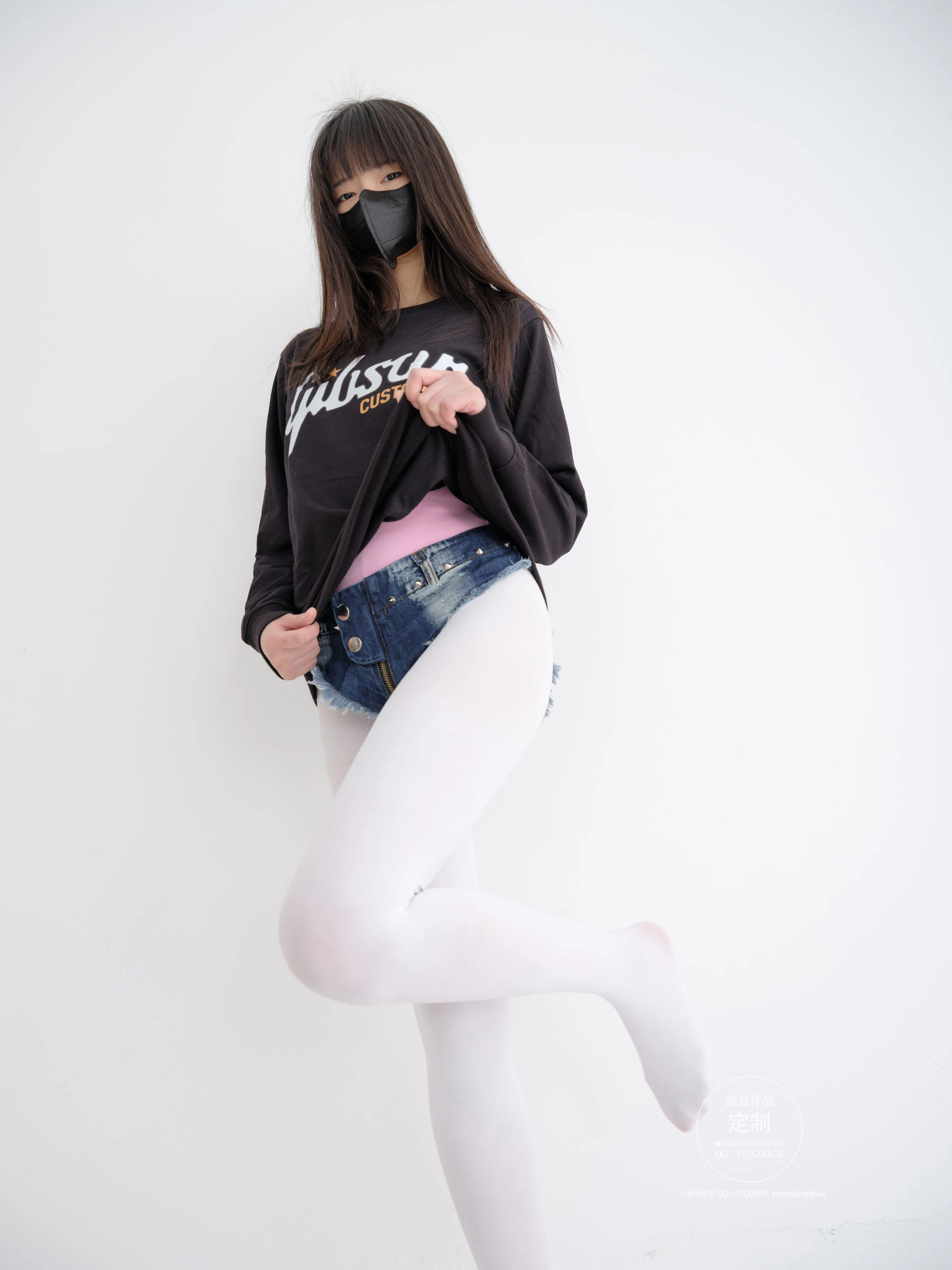 [紧急企划] EX-001 见希w 白丝牛仔短裤插图4