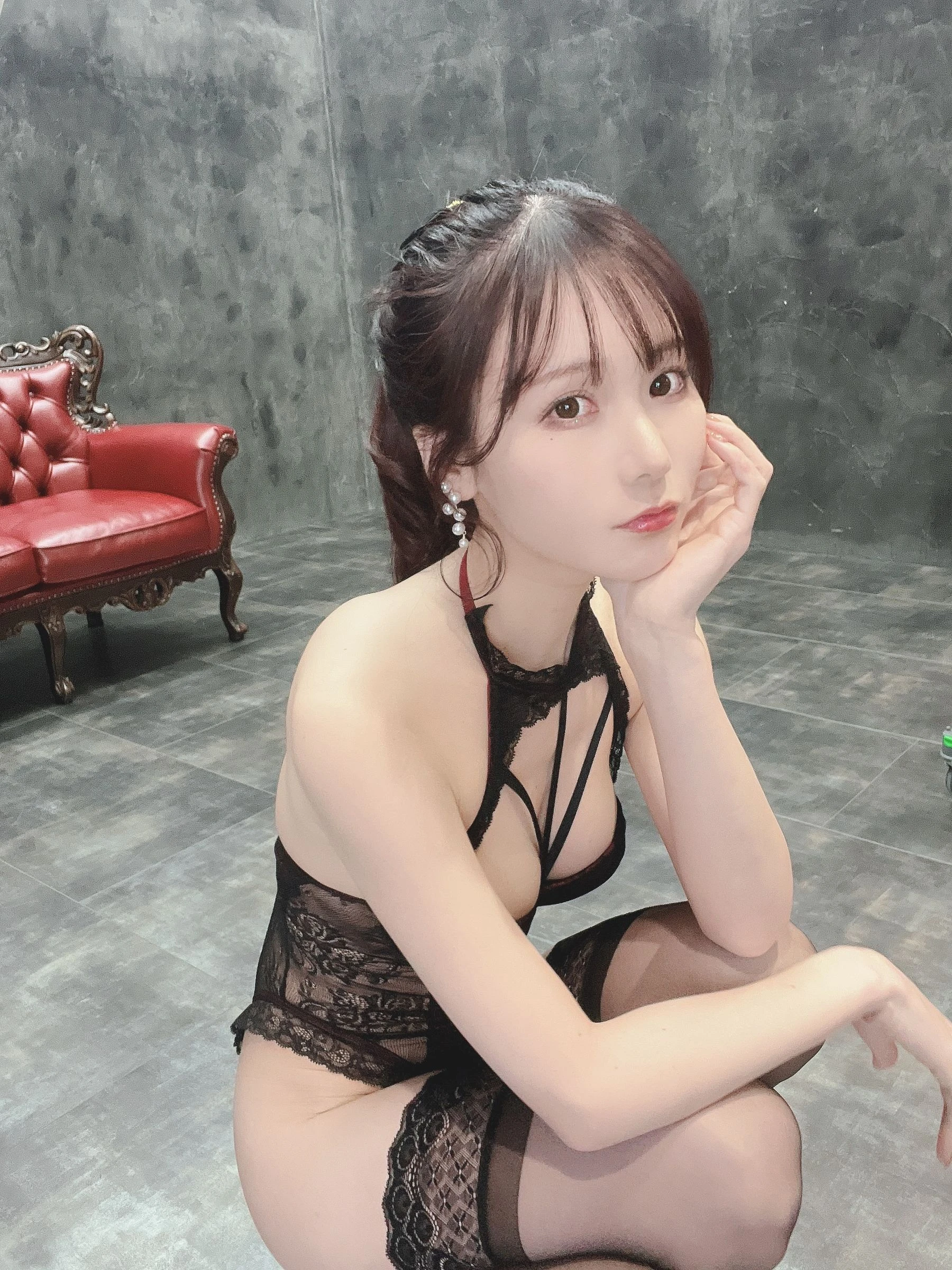 日本甜美COSERけんけん[fantia] 2022.05 黒レース水着插图1