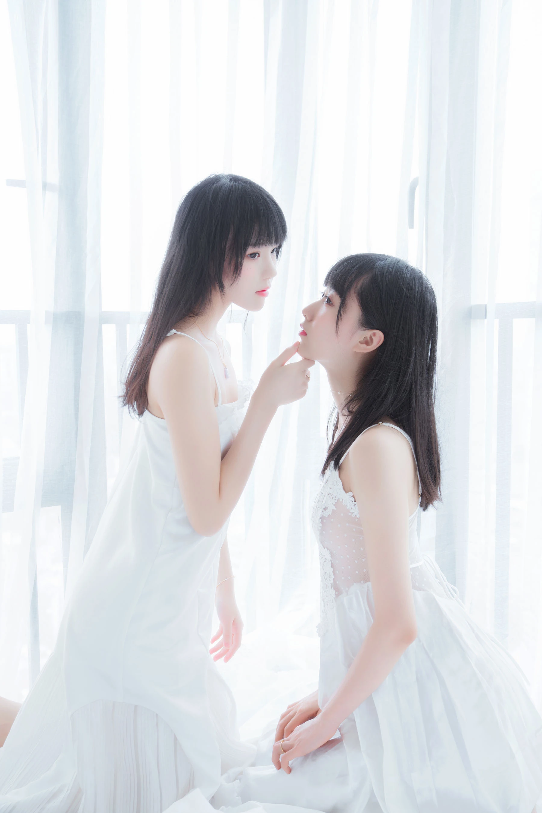 萌系小姐姐木绵绵OwO&桜桃喵 朝(白裙×白裙)插图1