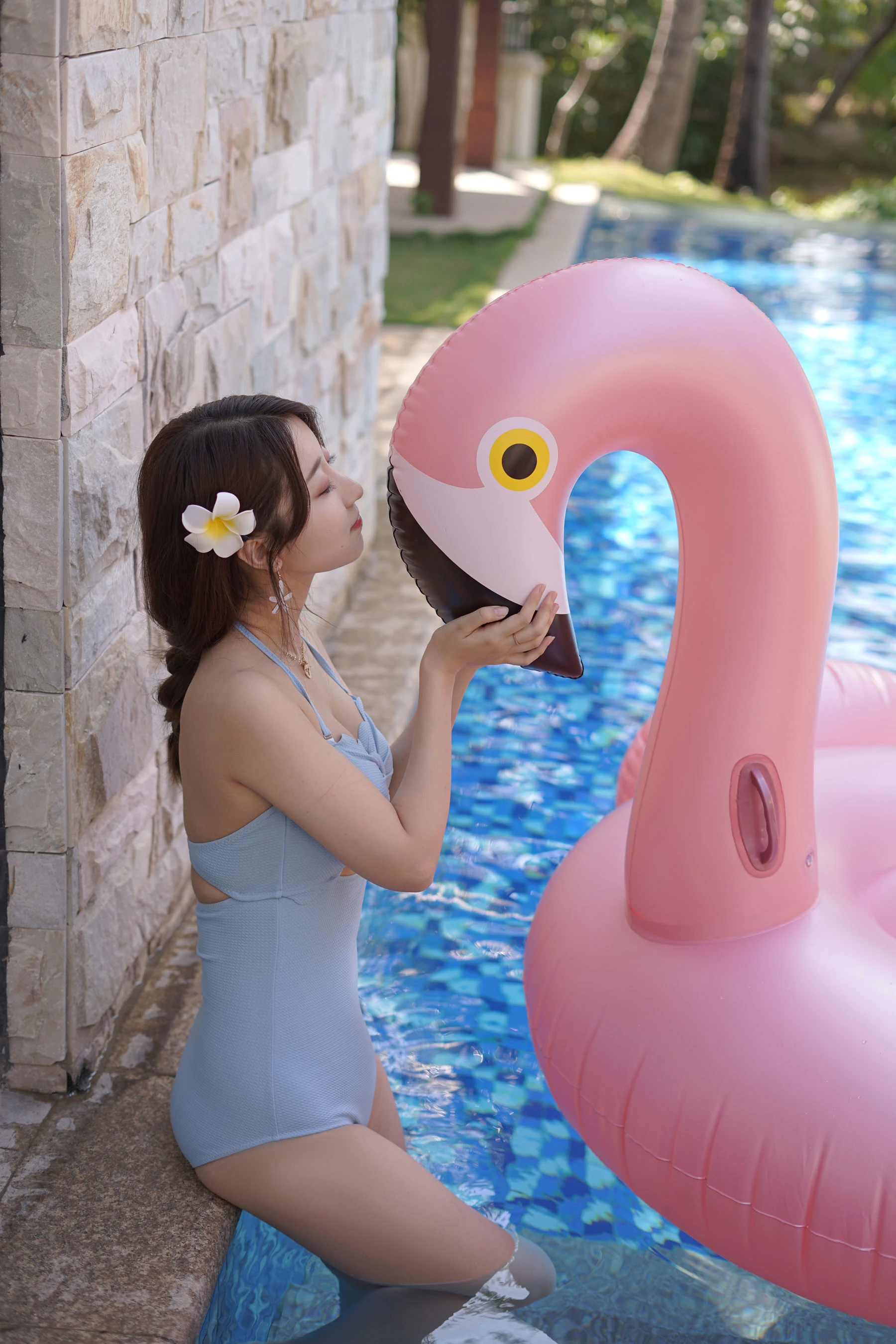 人气Coser黑川 – 海岛之旅 蓝色连体插图1