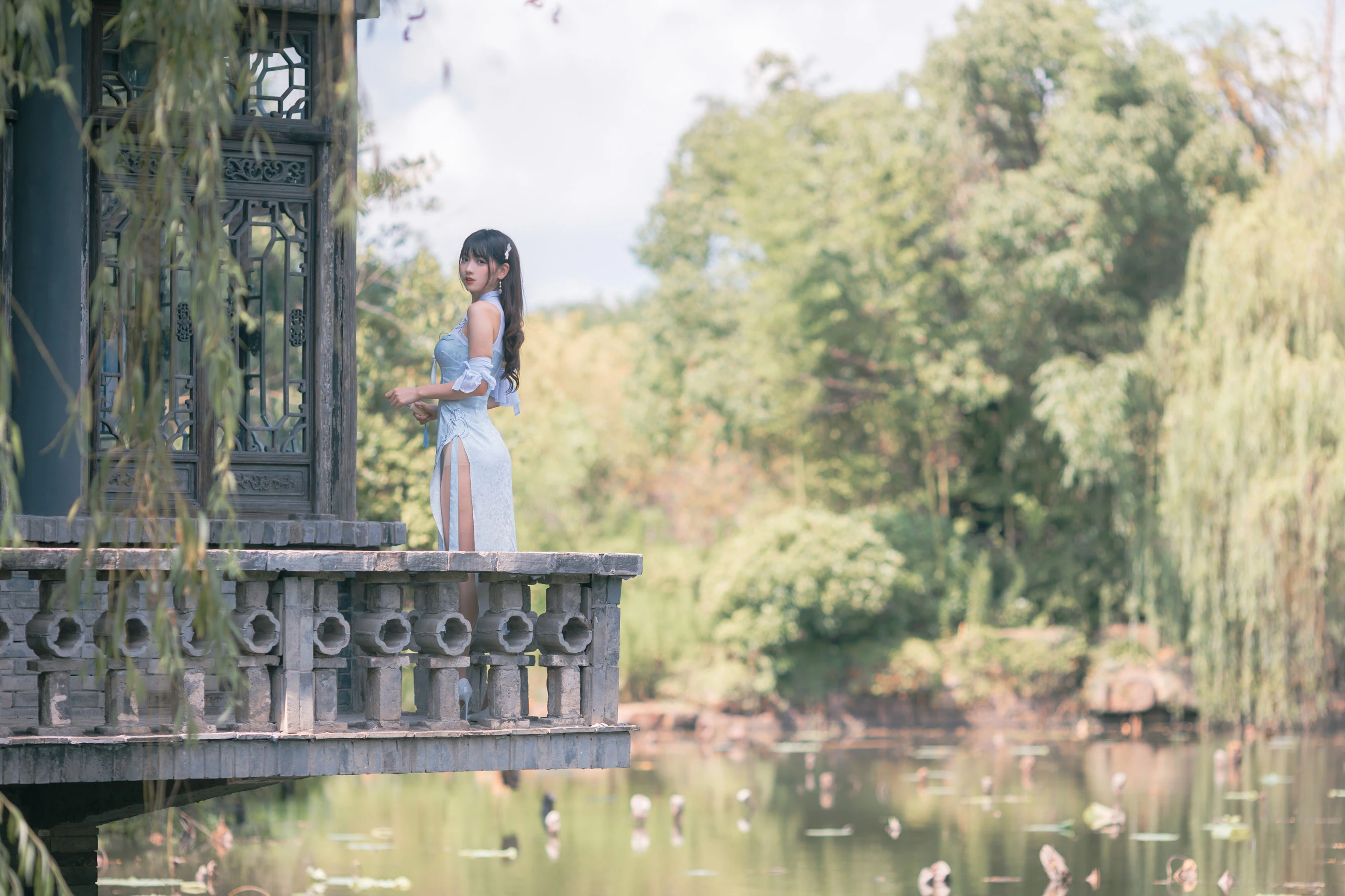 可爱妹子陆卿卿kyokyo – 蓝色旗袍插图6