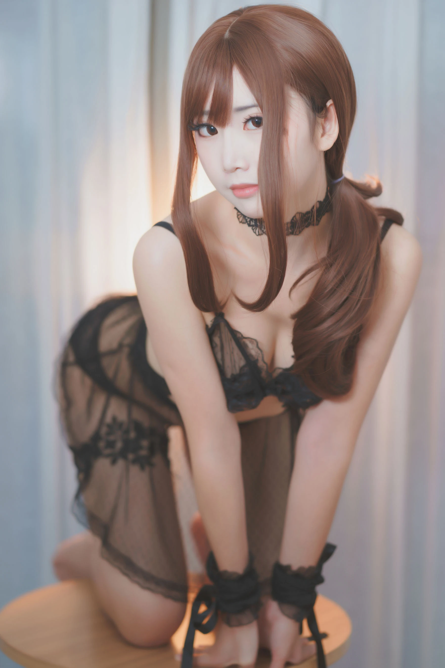 可爱人气Coser面饼仙儿 黑纱私房插图6