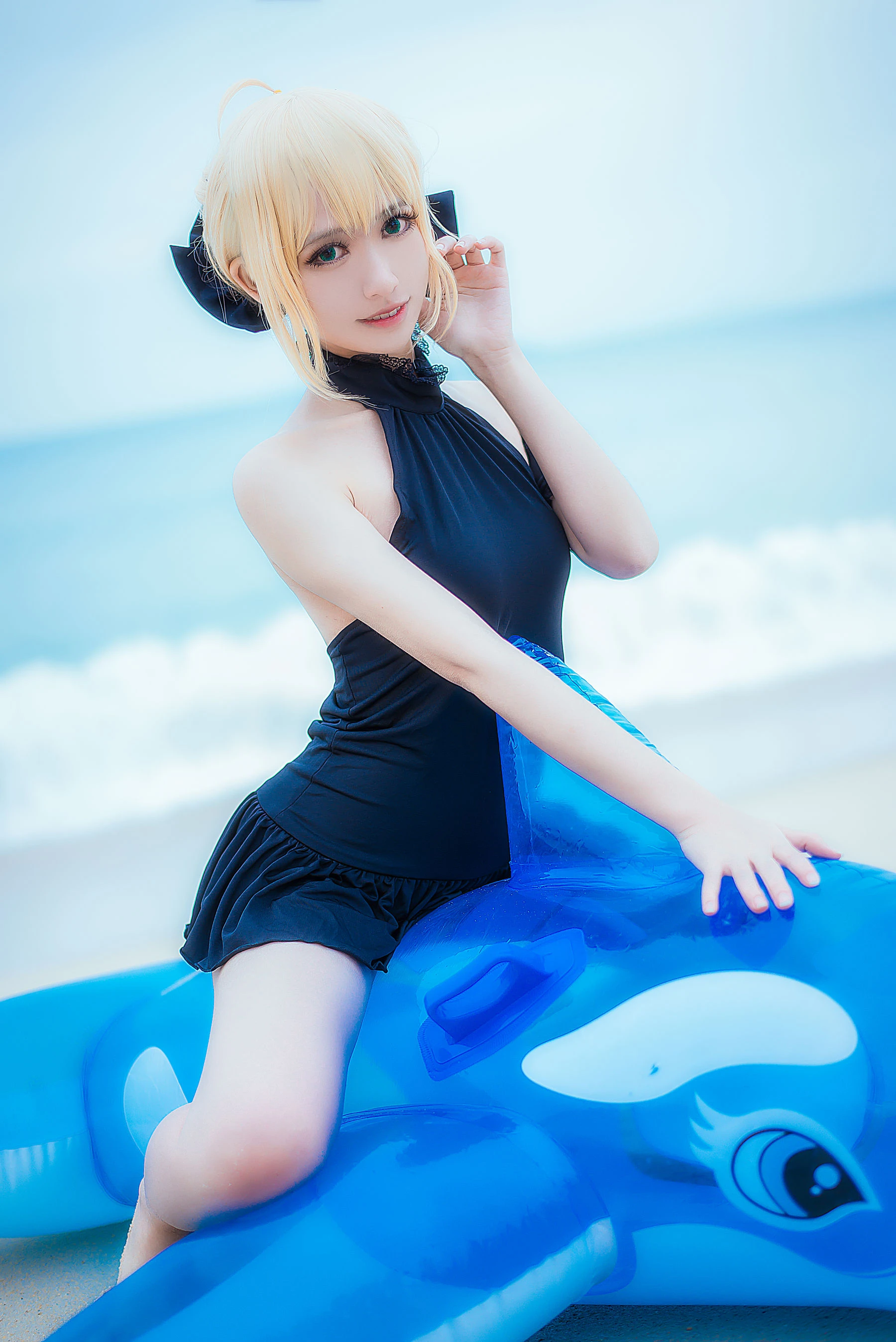 超人气Coser鳗鱼霏儿 King of Knight 海边插图7