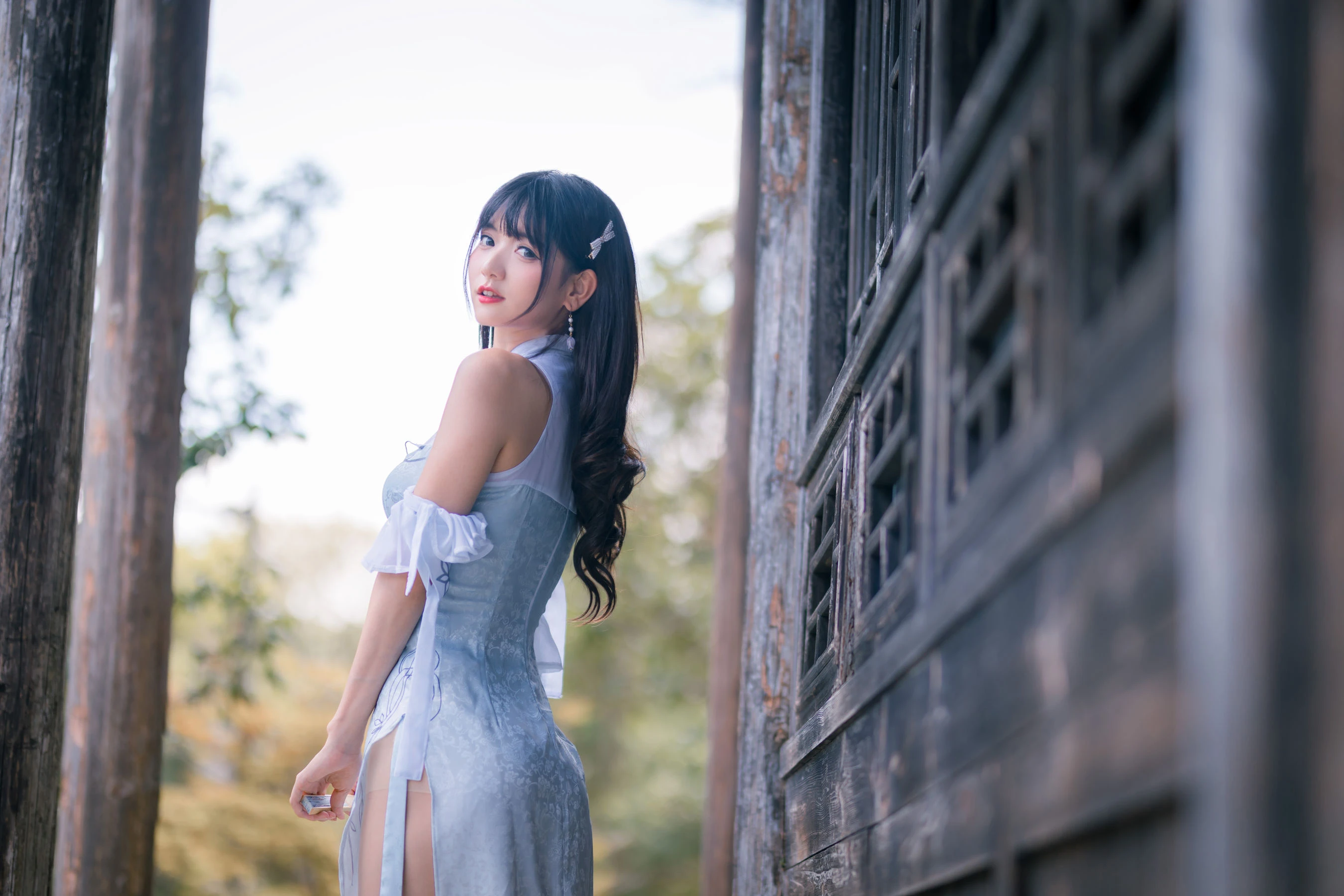 可爱妹子陆卿卿kyokyo – 蓝色旗袍插图3