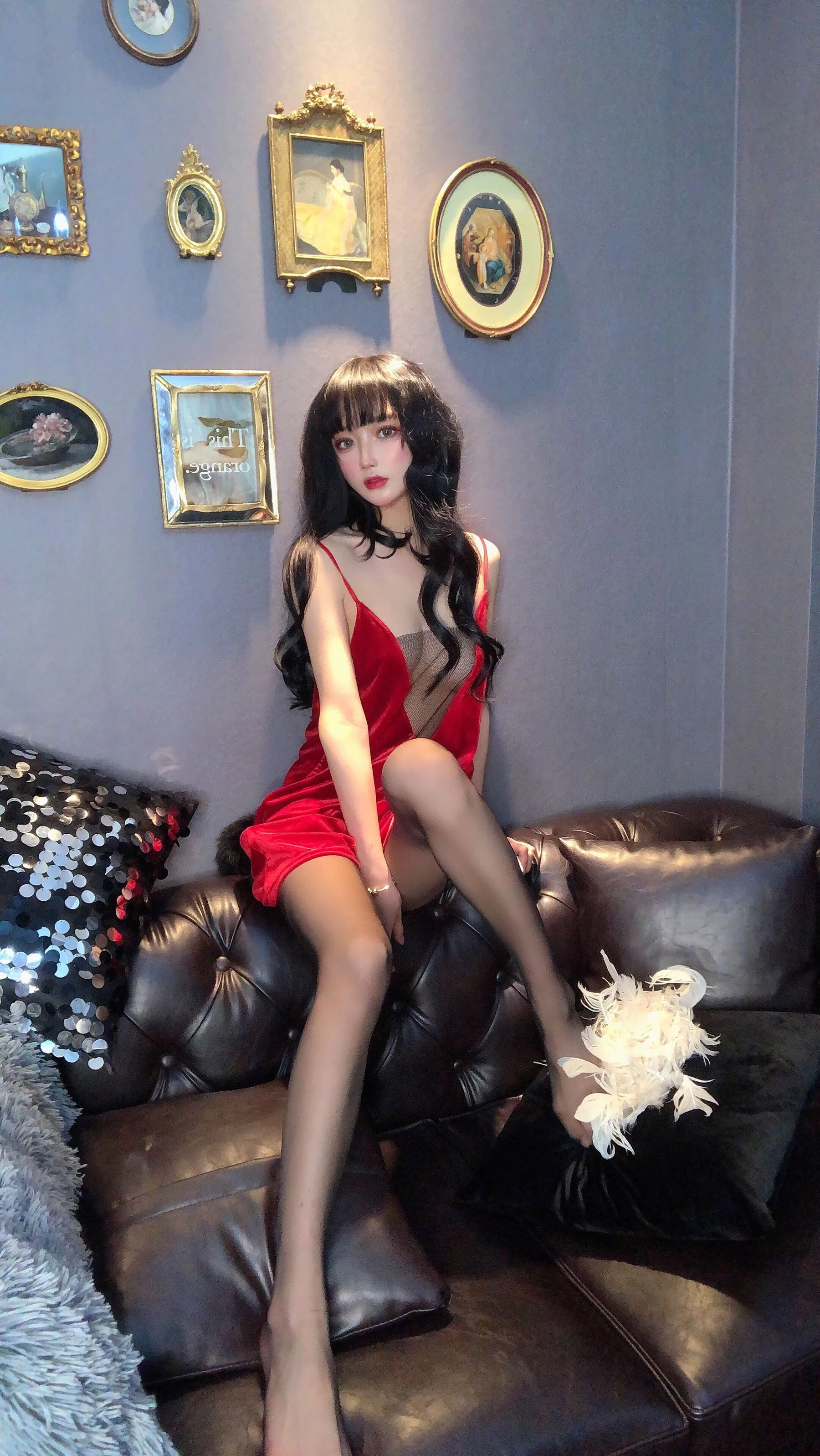 动漫博主阿包也是兔娘 – 红丝绒睡衣插图7