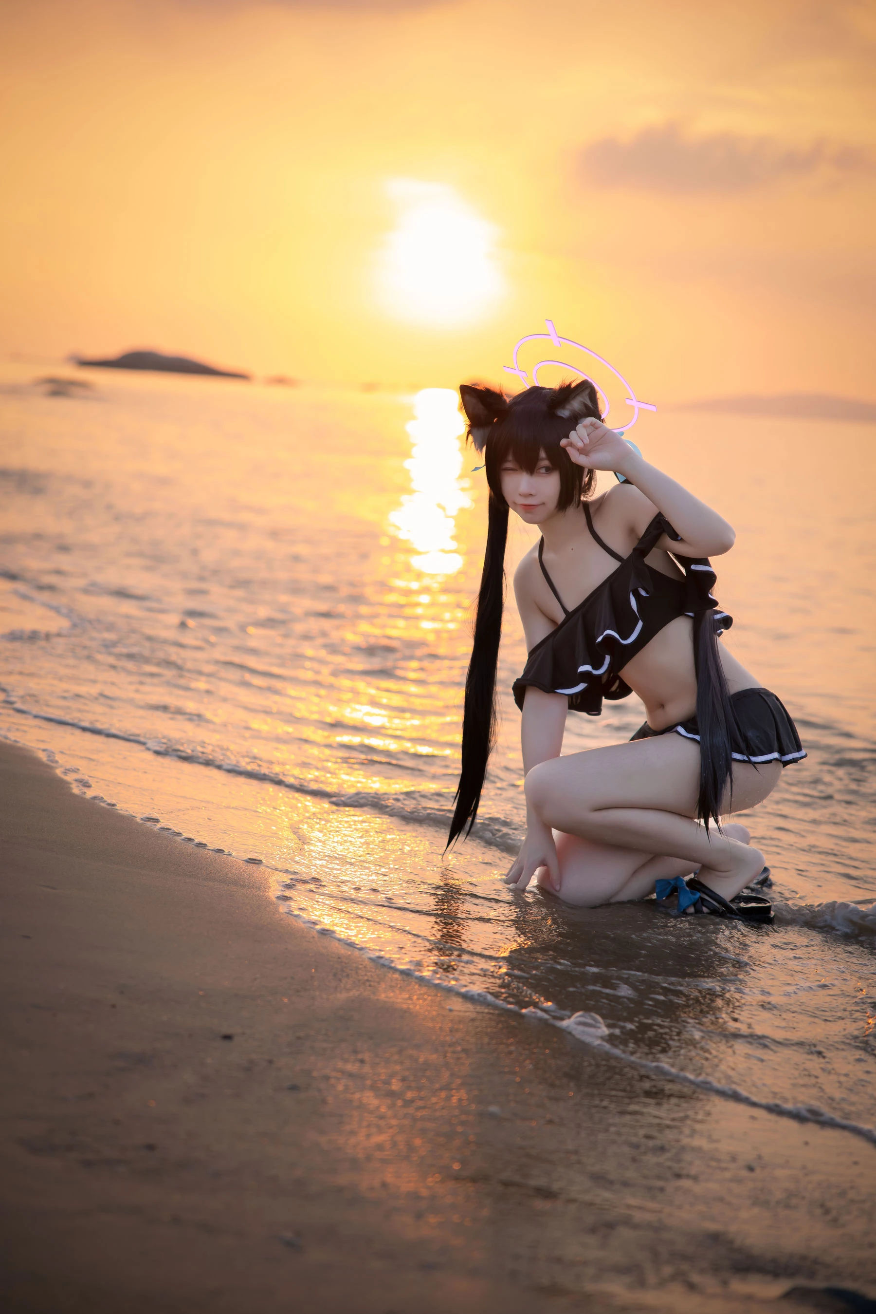 动漫博主G44不会受伤 – 碧蓝档案 黑見芹香 海边泳装插图7