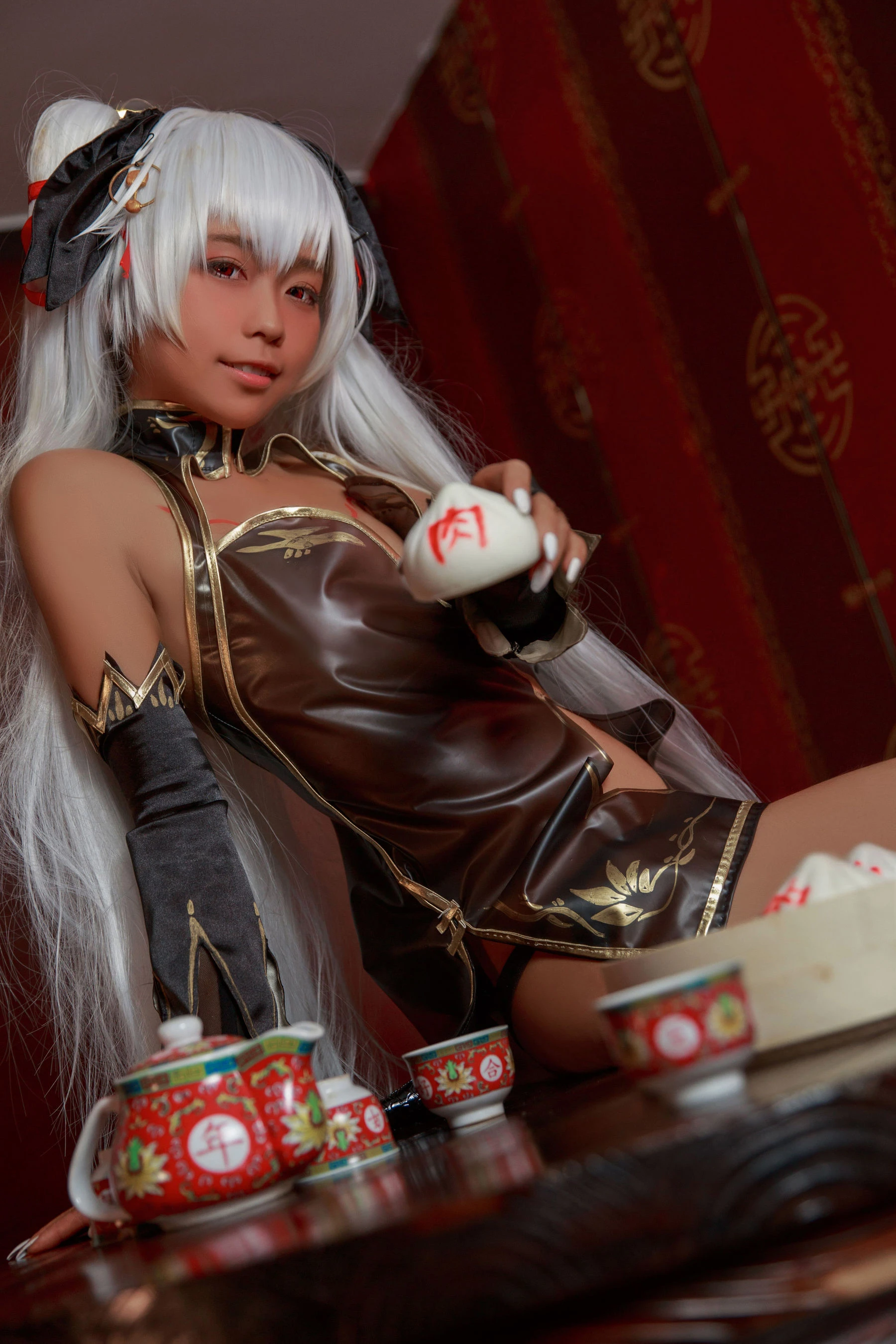 动漫博主G44不会受伤 – 褐色旗袍娘插图3