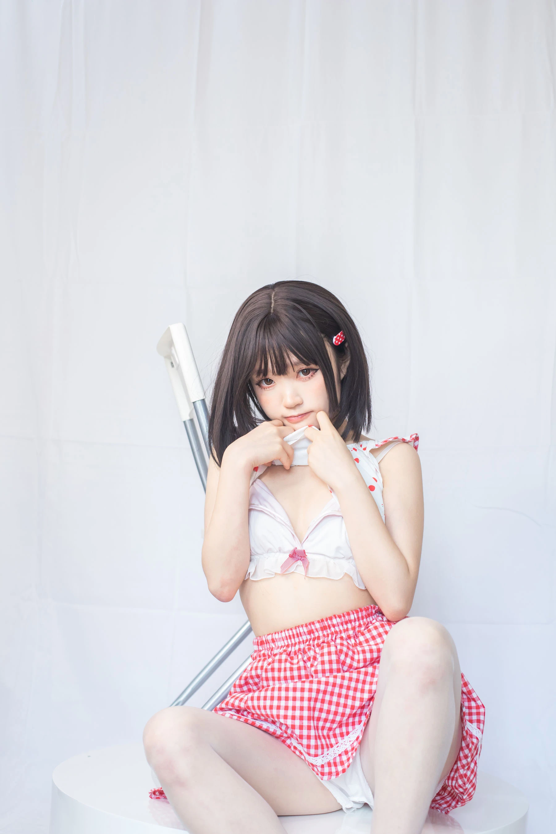 神沢永莉 – 粉色格子裙插图4