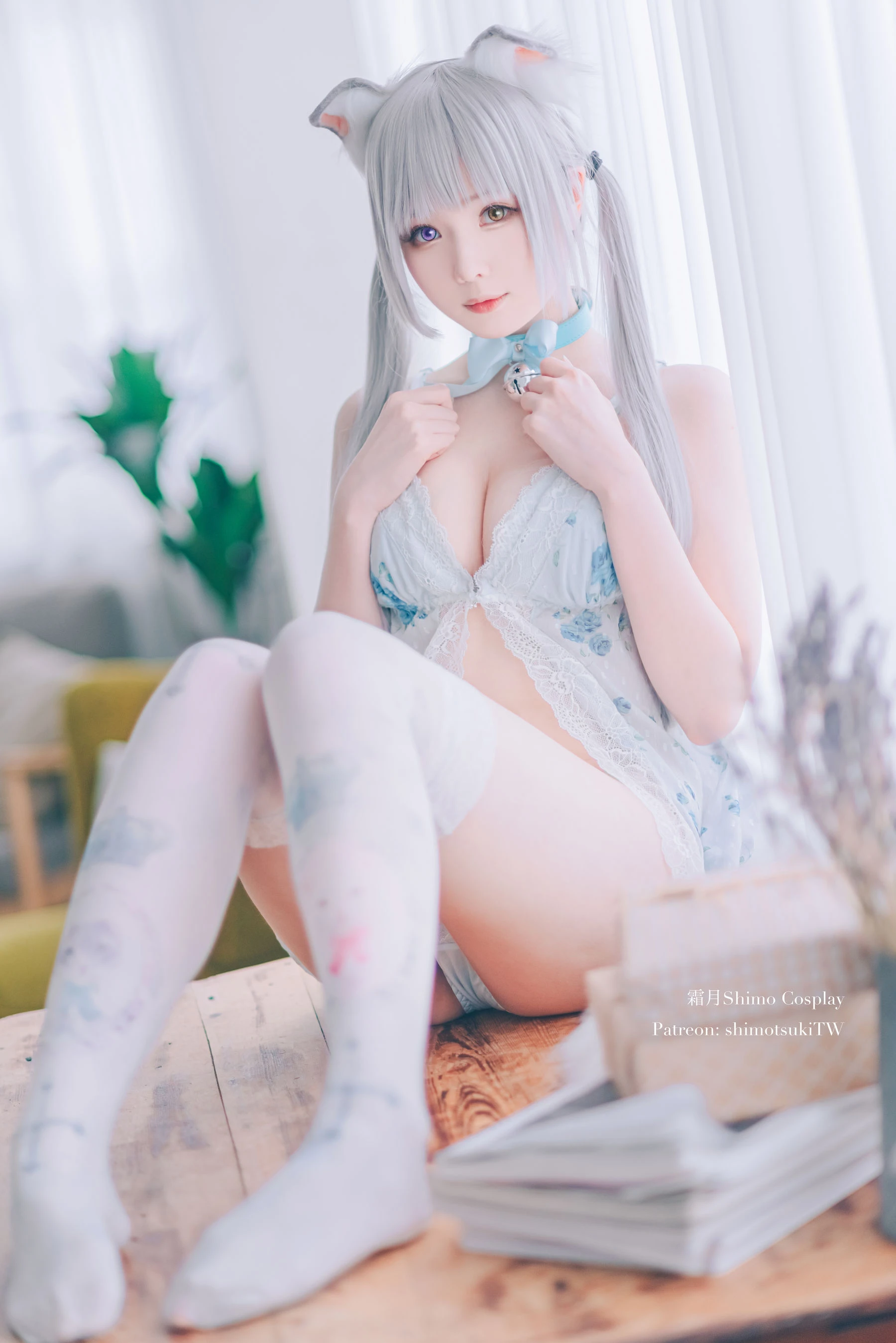 微博妹纸霜月shimo – ベビードールと灰色ねこ插图3