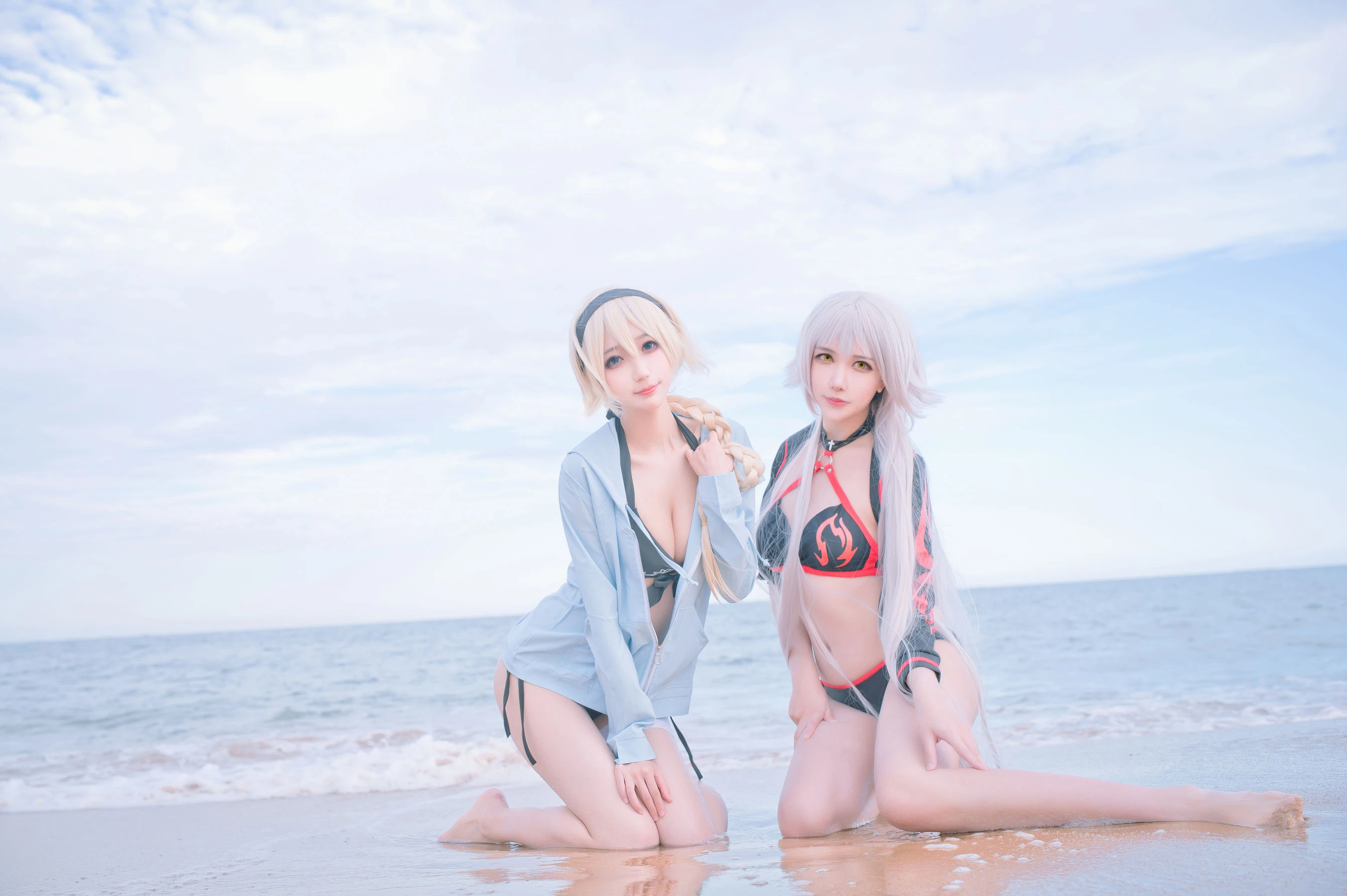 周叽是可爱兔兔 – 黑白贞双人泳衣插图7