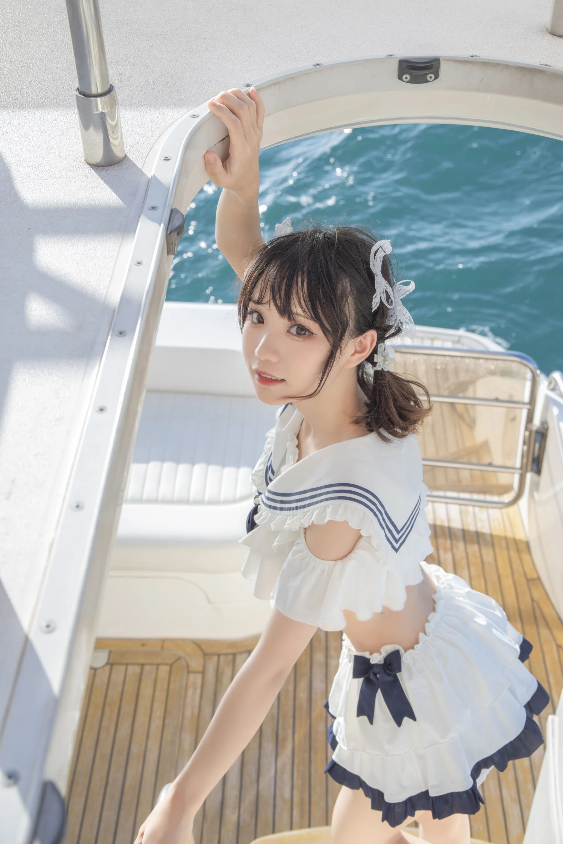 花柒Hana – 三亚熊之海军风泳装插图7