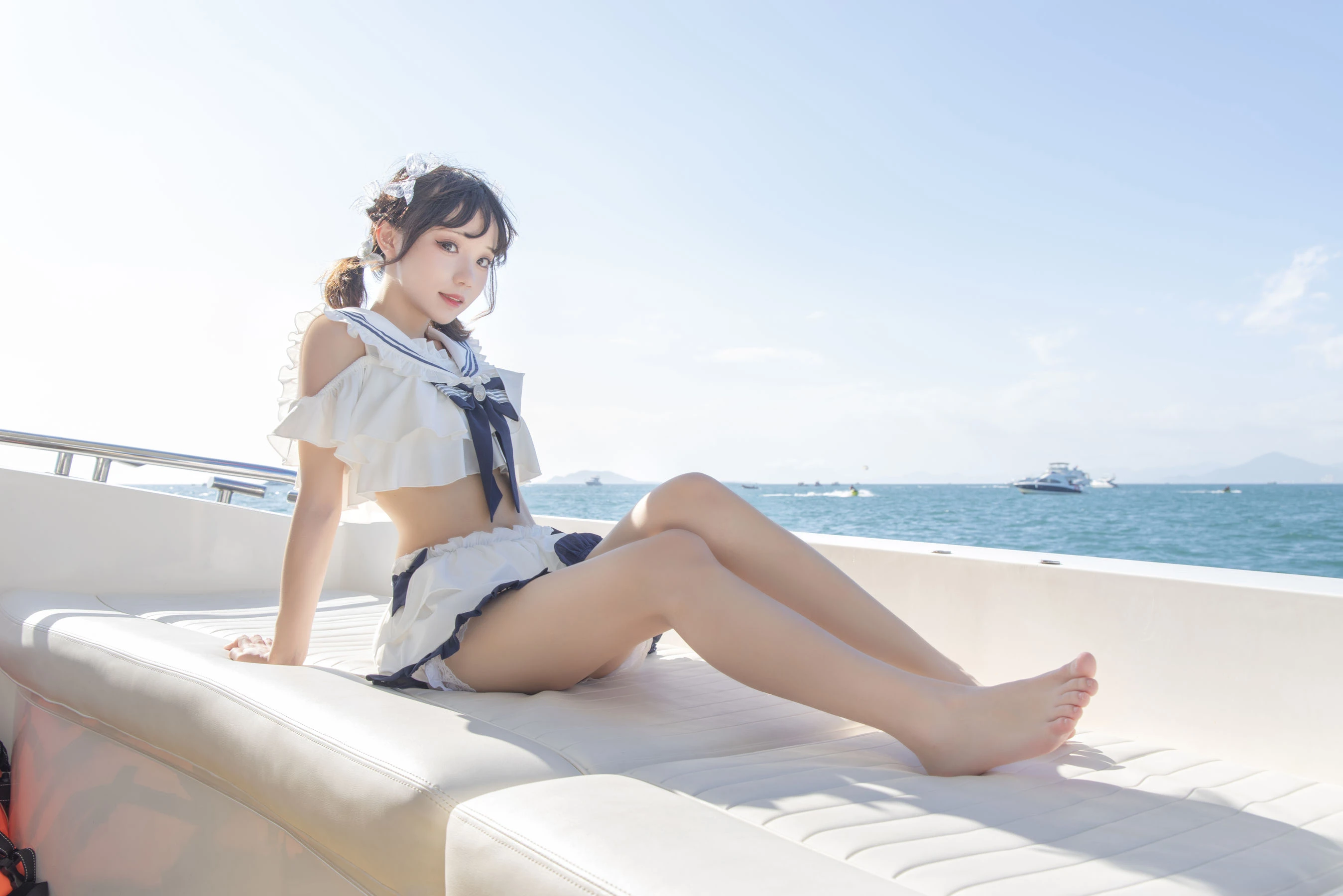 花柒Hana – 三亚熊之海军风泳装插图3