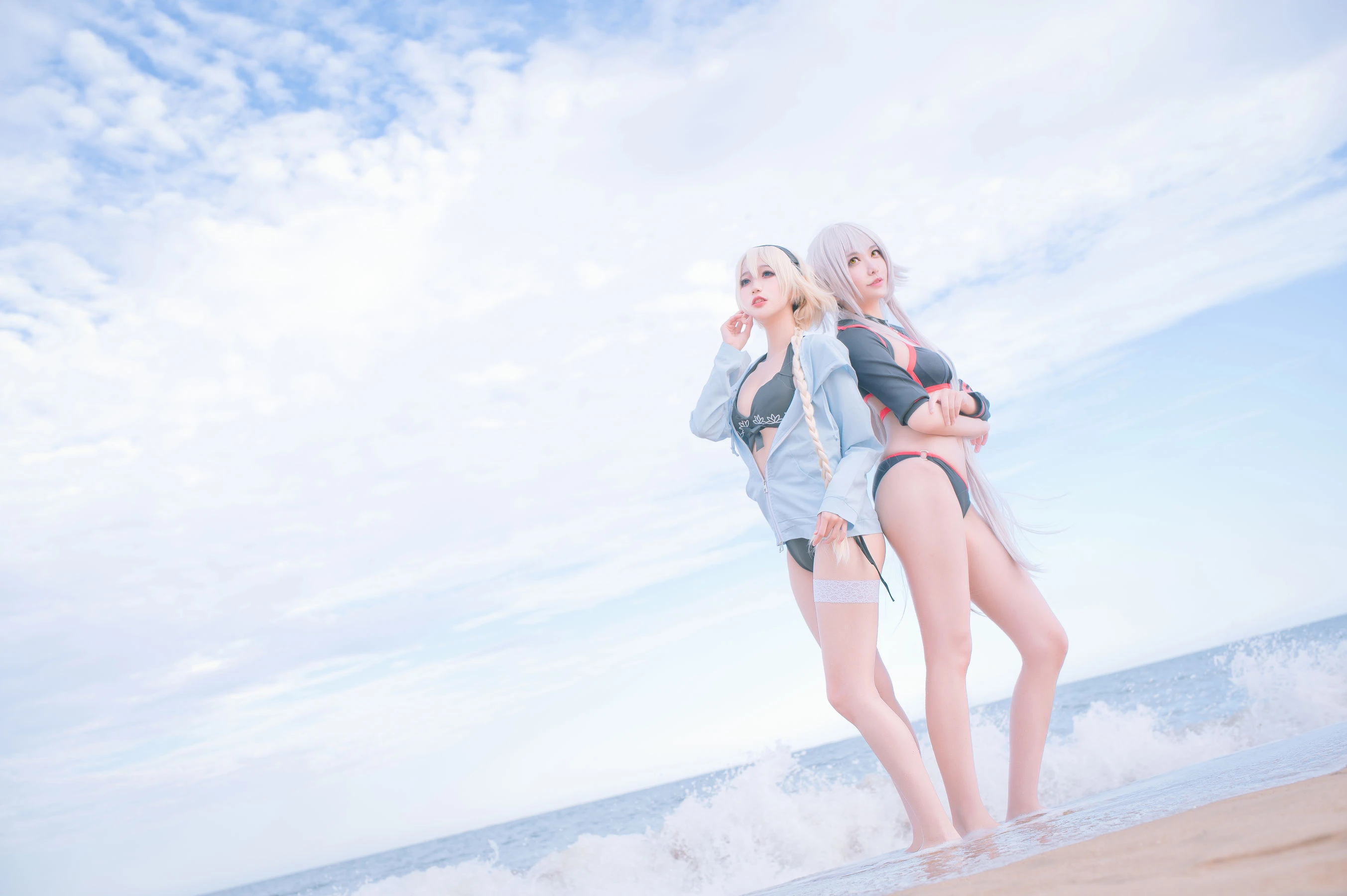 周叽是可爱兔兔 – 黑白贞双人泳衣插图5