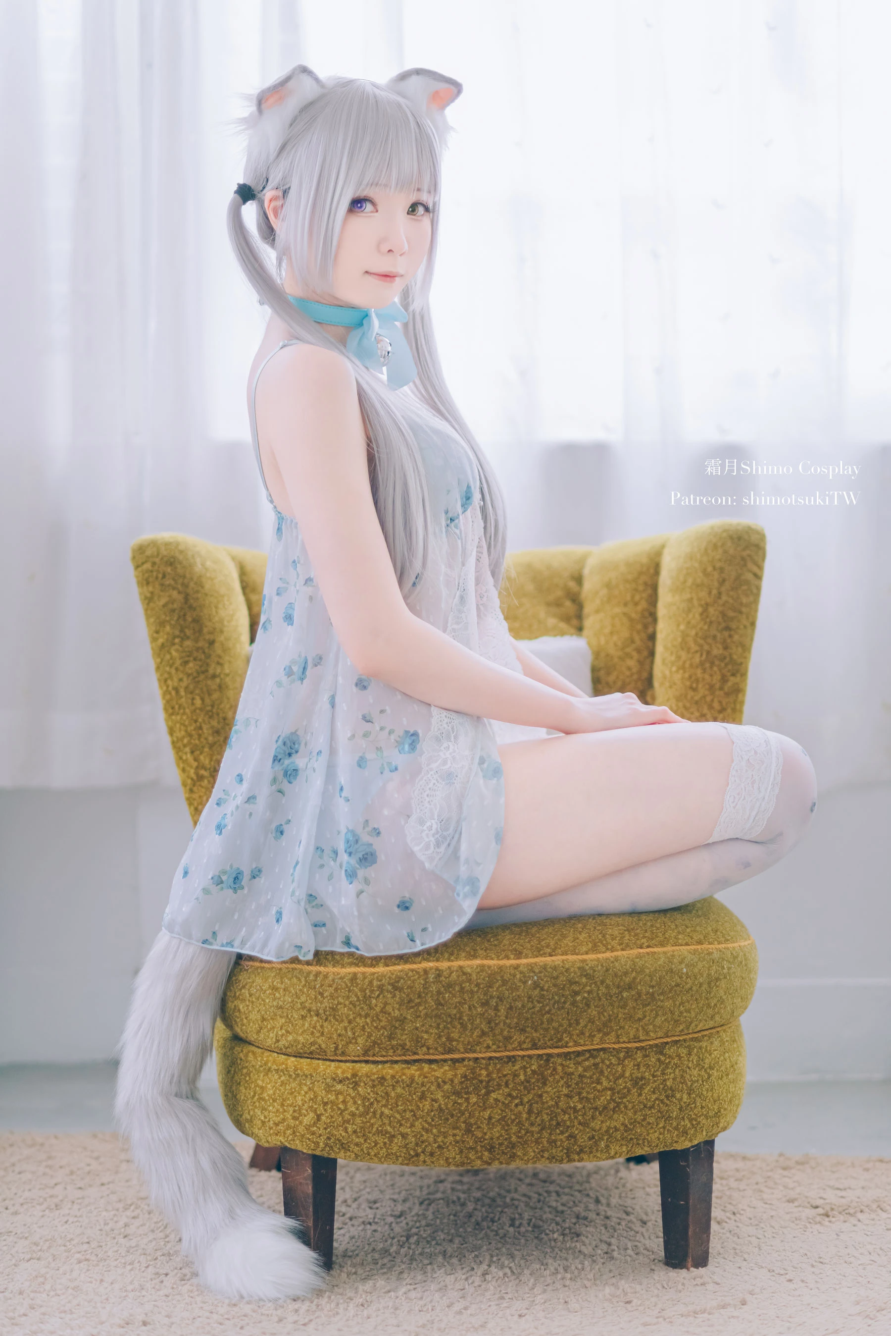 微博妹纸霜月shimo – ベビードールと灰色ねこ插图5