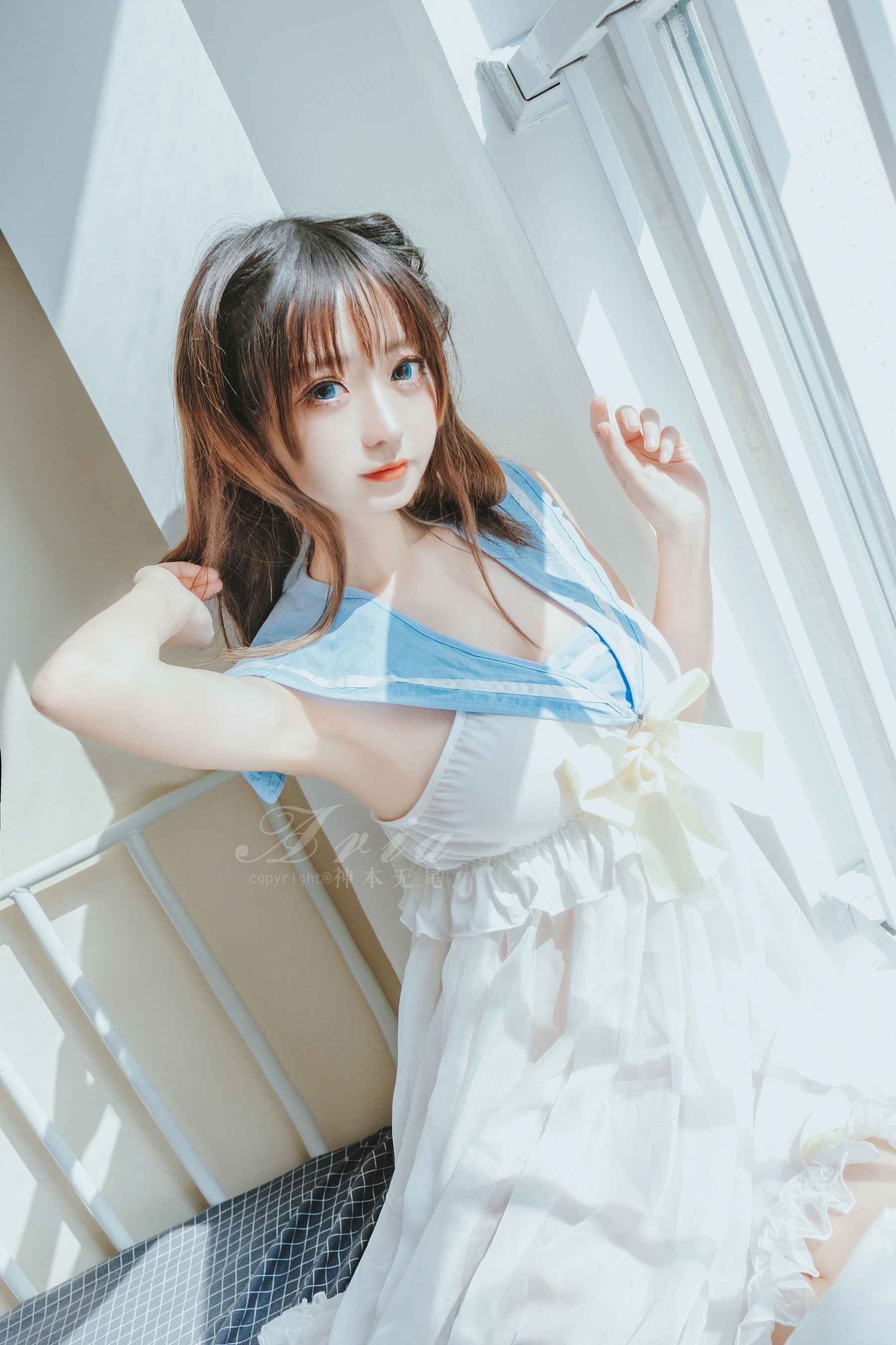 神本无尾_Aria – 蓝色睡裙插图2