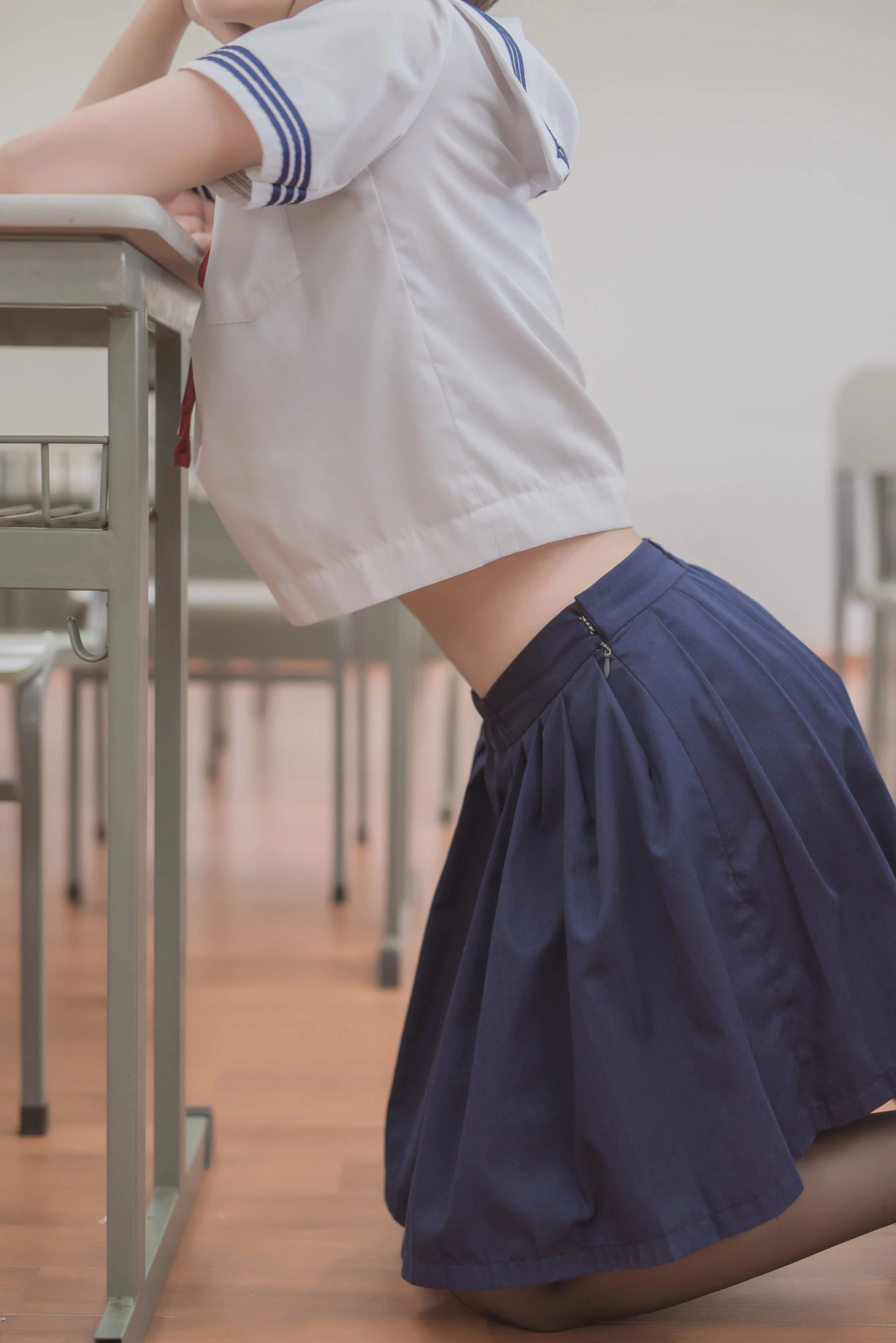 白金Saki – 蘑菇头黑丝JK插图6