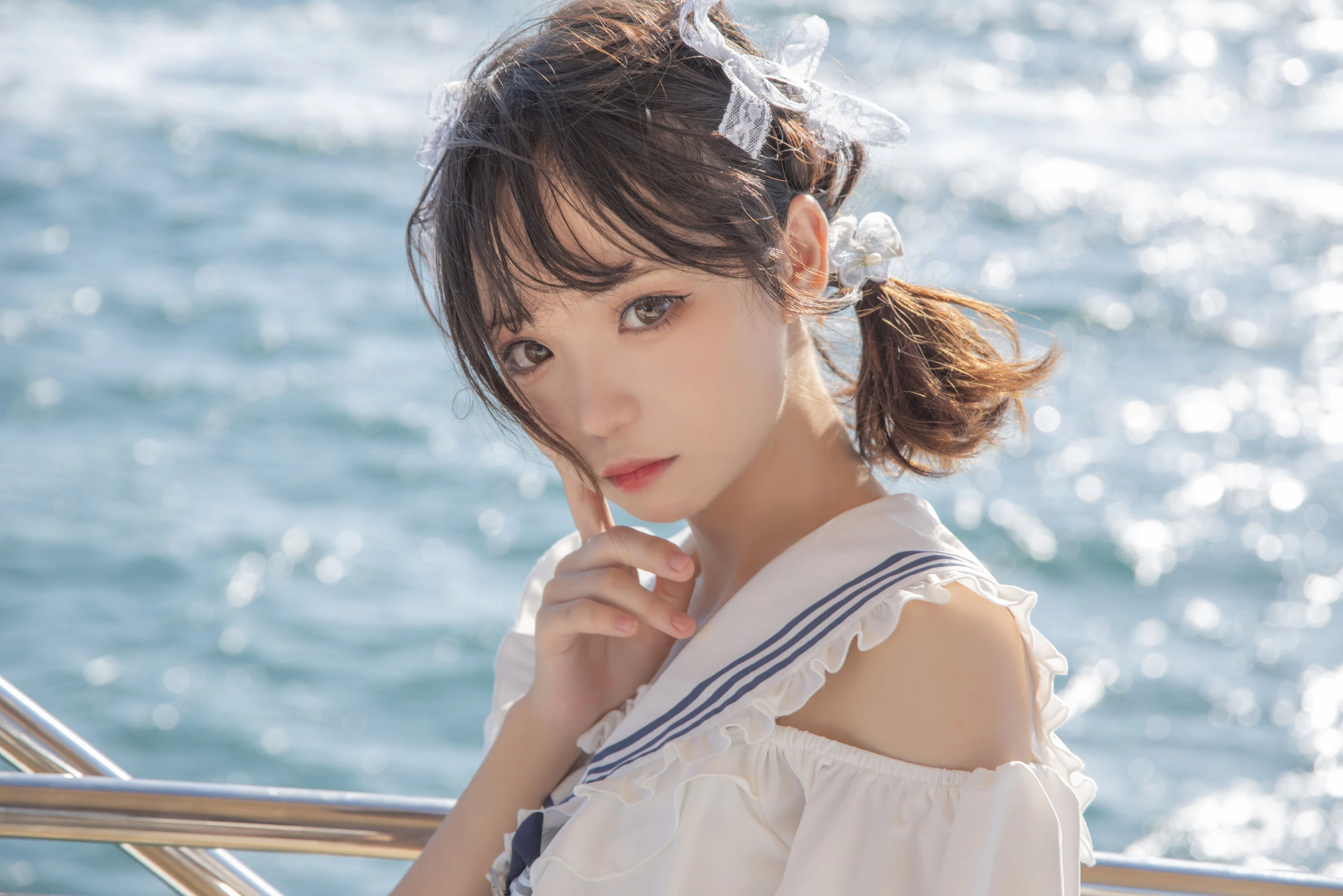 花柒Hana – 三亚熊之海军风泳装插图5