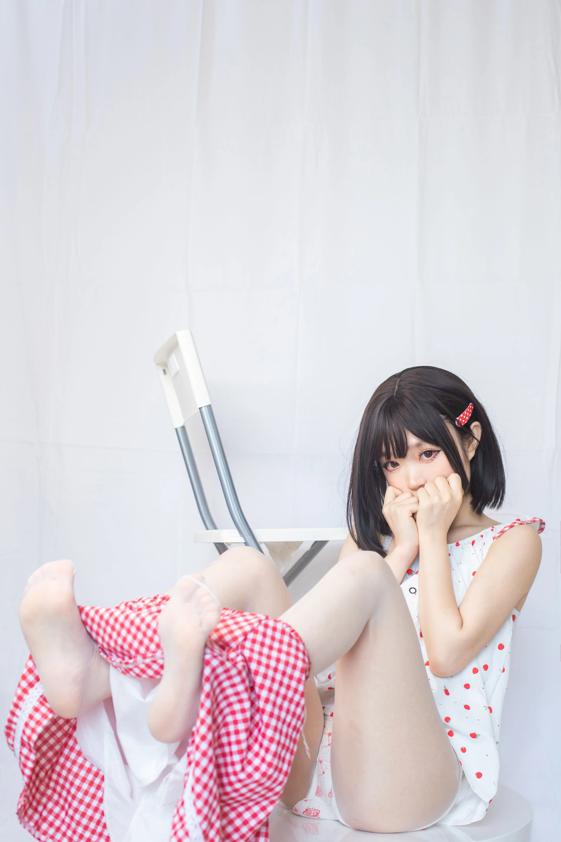 神沢永莉 – 粉色格子裙插图7
